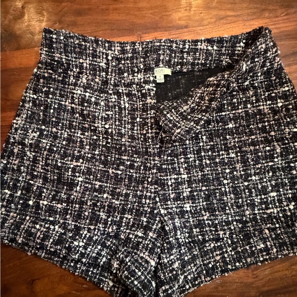 Kori Pants - Kori High Waist Tweed Shorts in Black and White